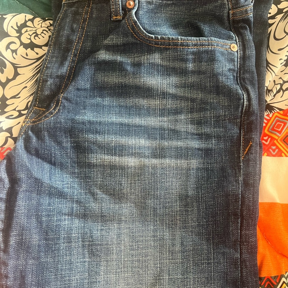 Lucky Brand Men's Faded Dark Blue Straight Jeans